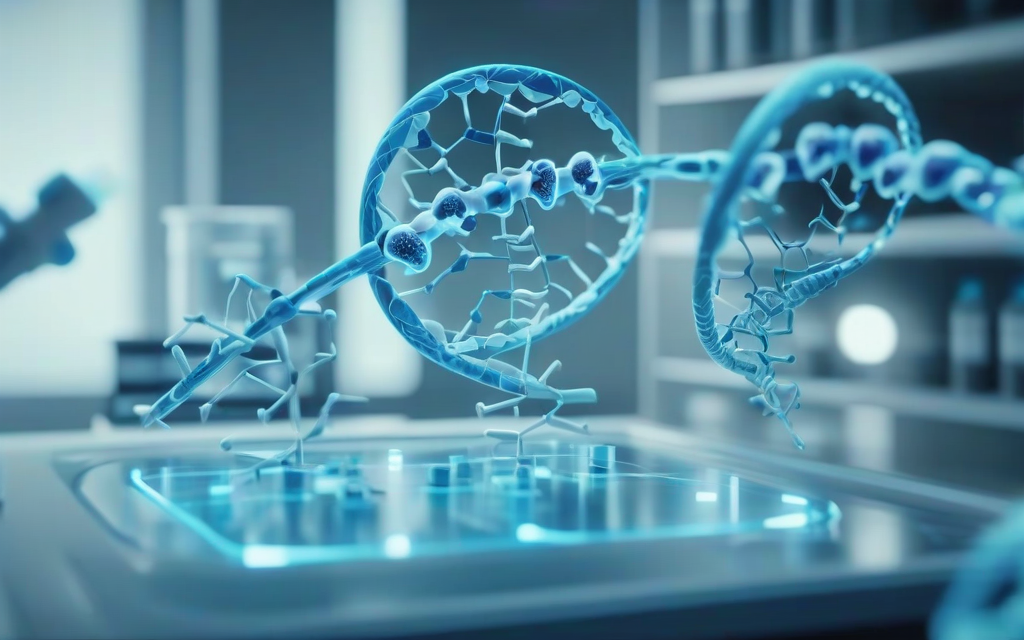 AI core analyzing cellular structures and DNA